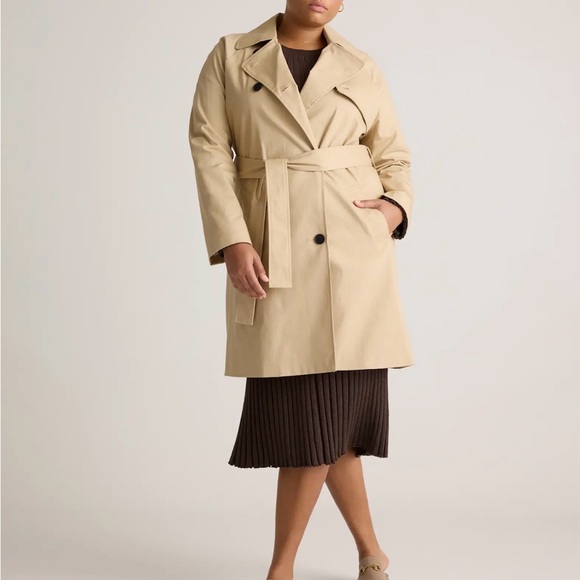 Quince Comfort Stretch Trench Coat in Light Khaki Size Medium